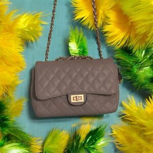 Elegant Quilted Gray Shoulder Bag